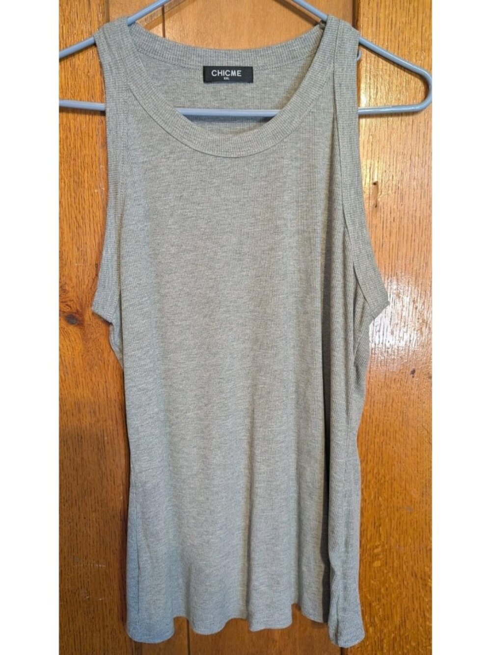 Chicme Racerback Ribbed Tank in Grey Size XXL -006